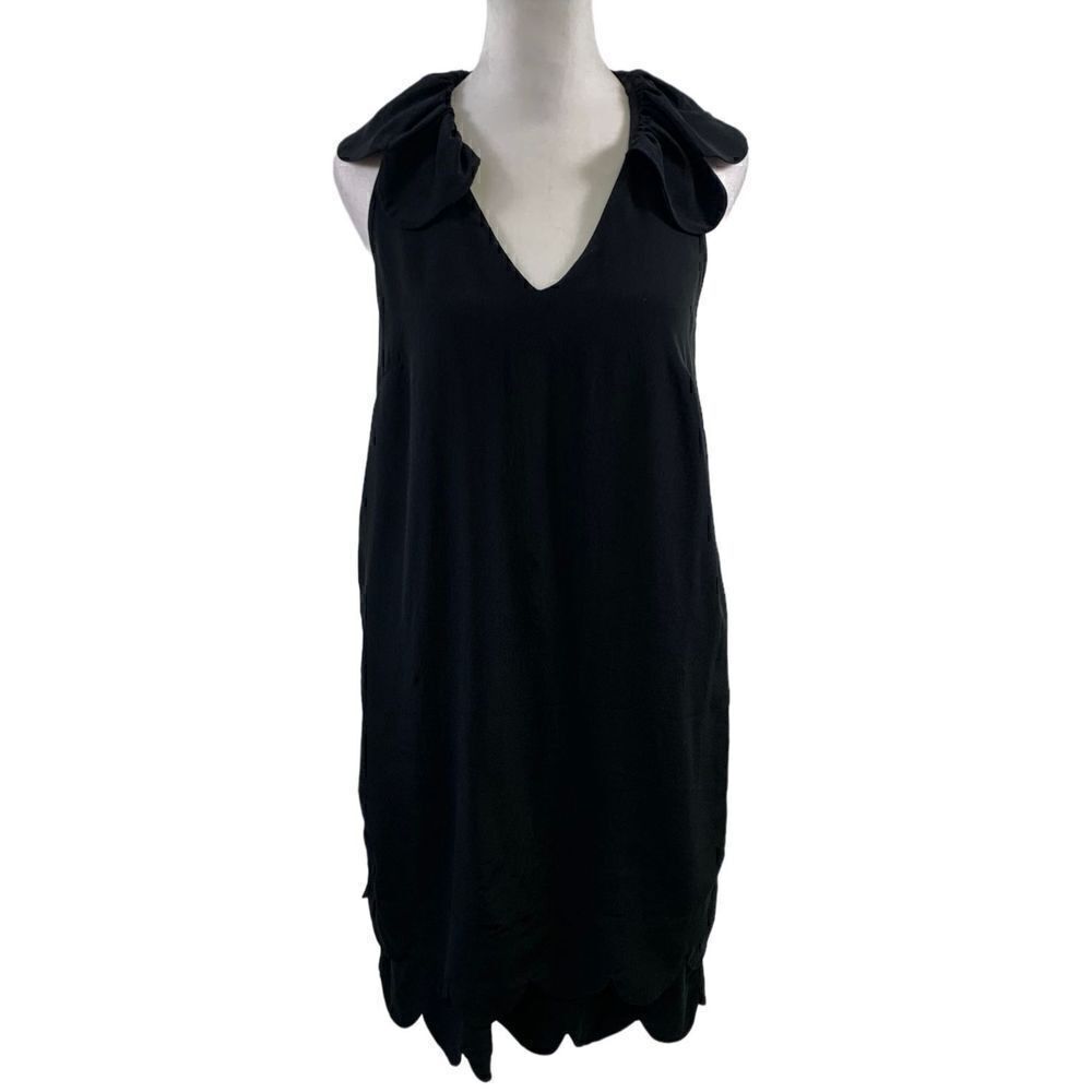 Madison Marcus Black Silk Scalloped Mini Dress Size S